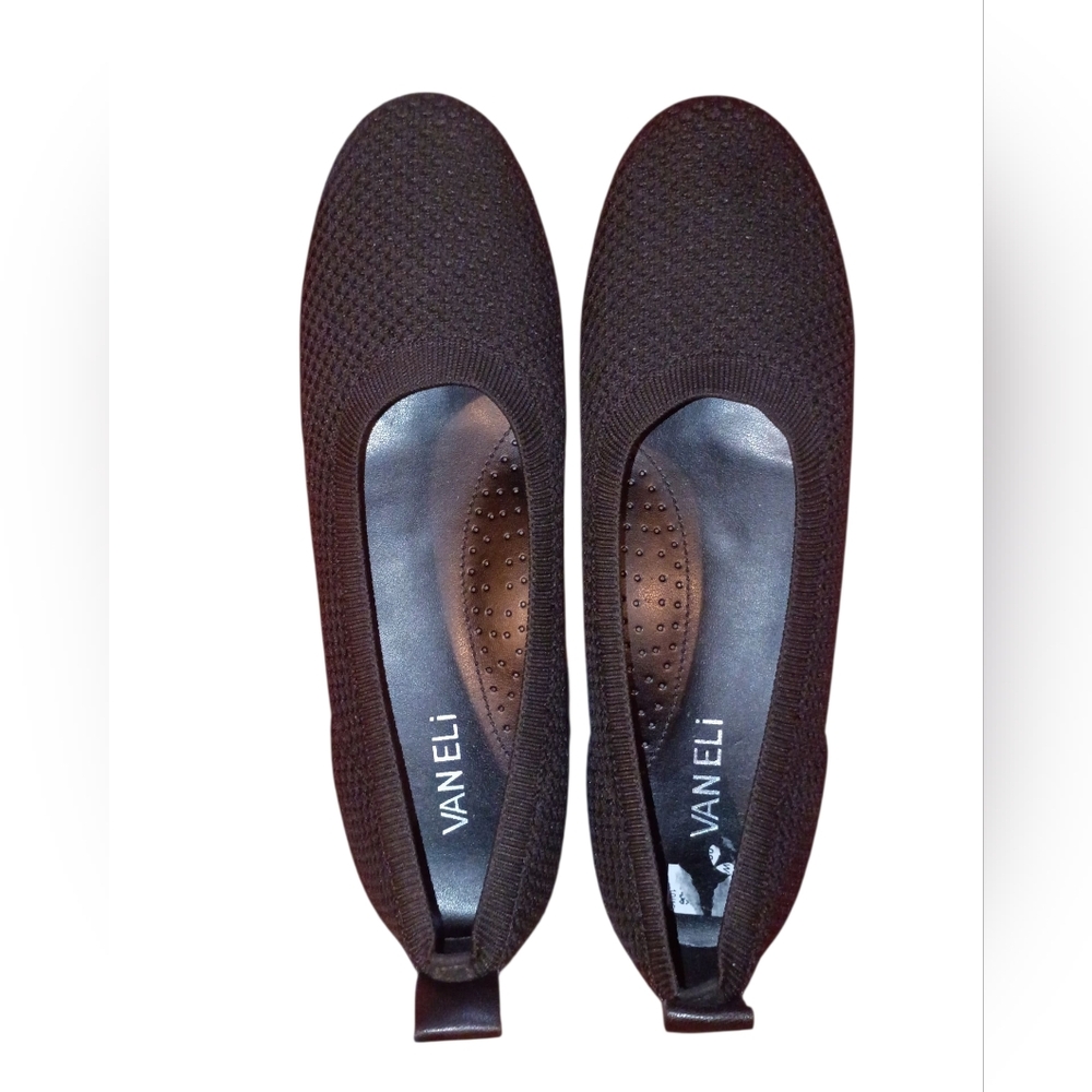 Women's Black Textured Flats By Van Eli Size 8.5 Nwot